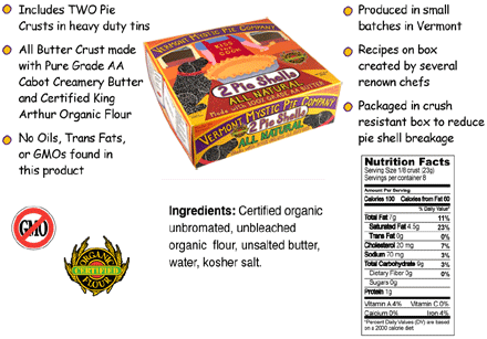 PIE SHELLS Case of 6 / 2 PACK from Vermont Mystic Pie